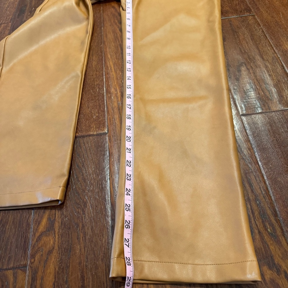 7 For All Mankind Brown Faux Leather Straight Leg Pants - Picture 4 of 11